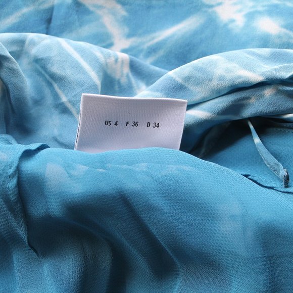 Akris Punto Water Print High Neck Silk Dress Blue White Size US 4 - Picture 8 of 11